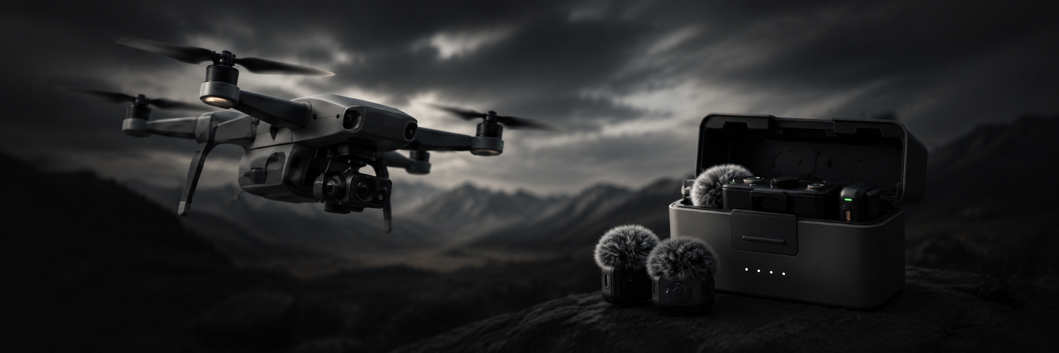 Drone and mic on location